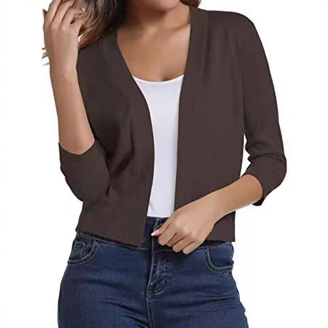 Simple Versatile Short Jacket Knitted Cardigan
