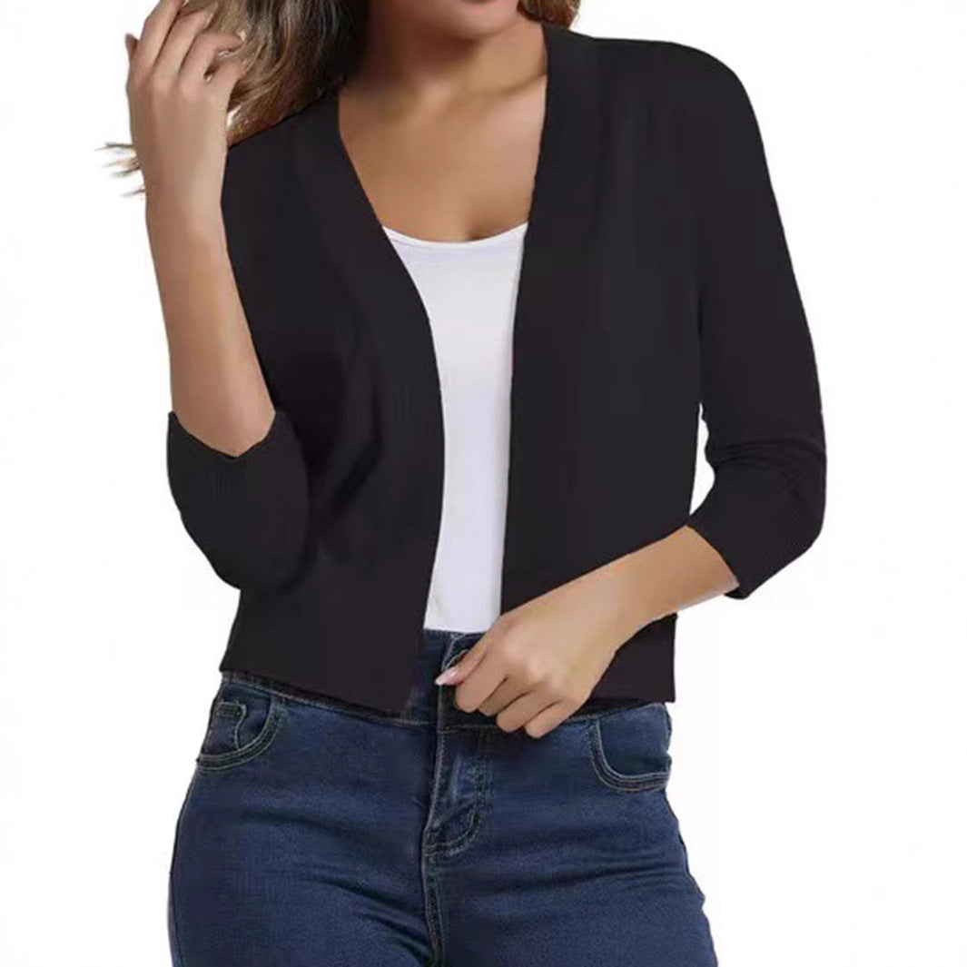 Simple Versatile Short Jacket Knitted Cardigan