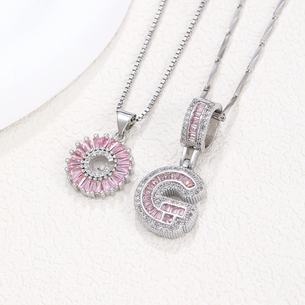 Rock Sugar 26-letter Pendant Necklace For Women, Copper Inlaid Zircon Round Flower Jewelry Set