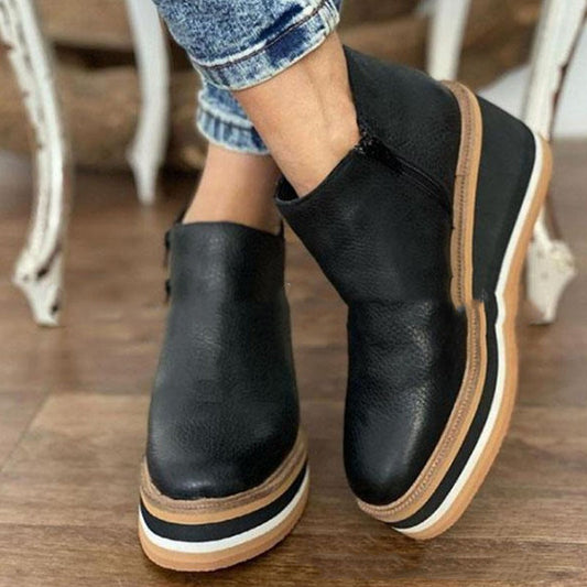New Style Flat Side Zipper Shoes For Autumn And Winter - Belvar