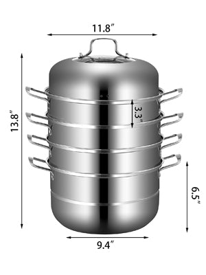 SucceBuy 5 Layer Food Steamer 28-30cm Stainless Steel Stock Pot for Home Steaming Dumplings Vegetables Rice Cooking Steamed Dish