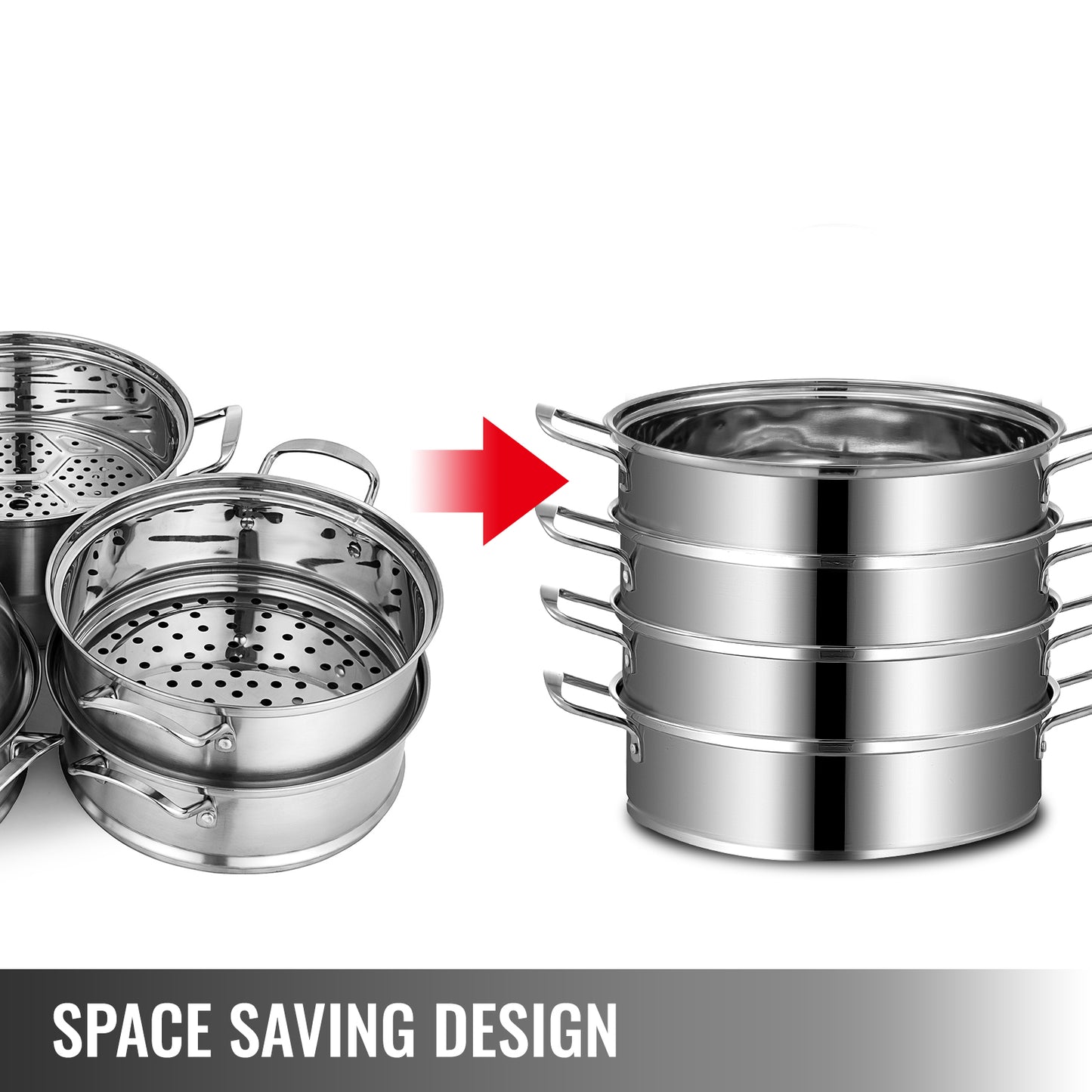 SucceBuy 5 Layer Food Steamer 28-30cm Stainless Steel Stock Pot for Home Steaming Dumplings Vegetables Rice Cooking Steamed Dish