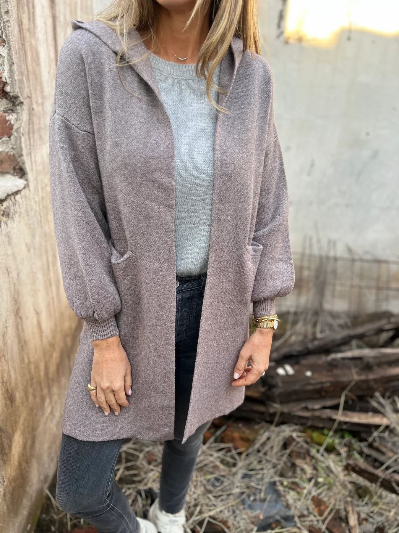 Women's Woolen Pocket Hooded Jacket