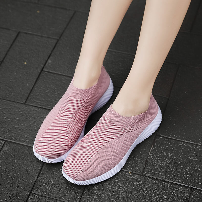 [Lightweight Sneakers] Women's Lightweight Slip-On Sneakers | Solid Color Fabric Upper | Round Toe, MD Sole, Low Top | All-Season Casual Shoes | for Running, Fitness, Dance, Walking, Travel