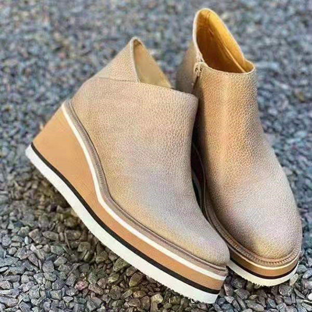 New Style Flat Side Zipper Shoes For Autumn And Winter - Belvar