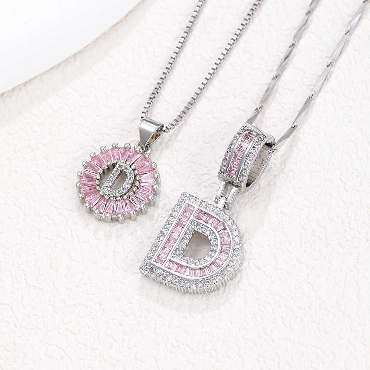 Rock Sugar 26-letter Pendant Necklace For Women, Copper Inlaid Zircon Round Flower Jewelry Set