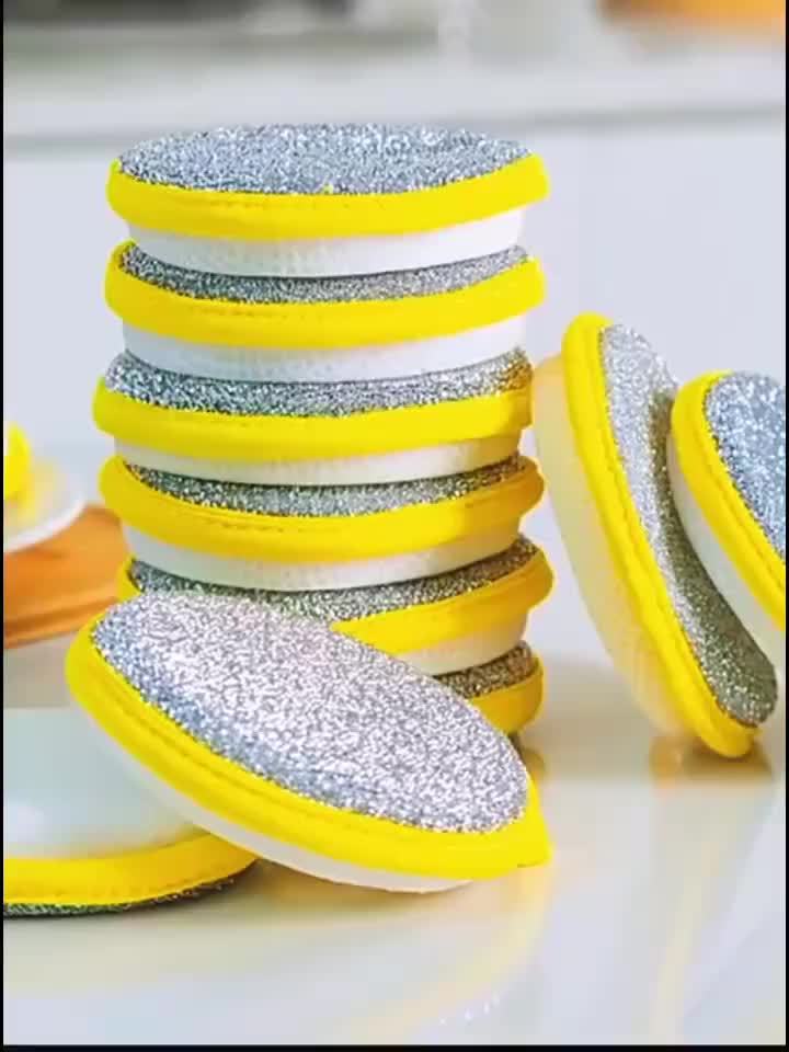 [Dishwashing Sponge] 5/10pcs Double Side Dishwashing Sponge - Pan Pot Dish Wash Sponges - Household Cleaning Tools - Kitchen Tableware - Dish Washing Brush