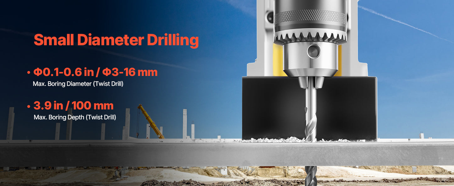 SucceBuy Magnetic Drill Boring Diameter Portable Electric Mag Drill Press Drilling Machine Metal Surface Industrial Improvement