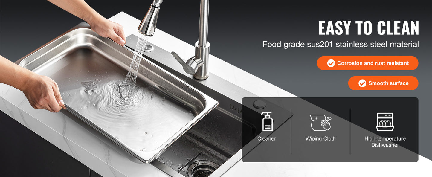 SucceBuyBuffet Chafing Dishes 8.5L-20L Gastronorm Pans Steam Table Pans Tray Stainless Steel Food Container for Party BBQ Baking