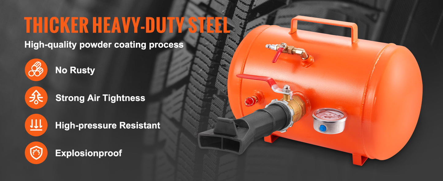 SucceBuy Tire Bead Blaster 5 Gallon/19L Capacity Includes Pressure Gauge & Handle 145 PSI Max Inflation Tank for Cars Trucks ATV