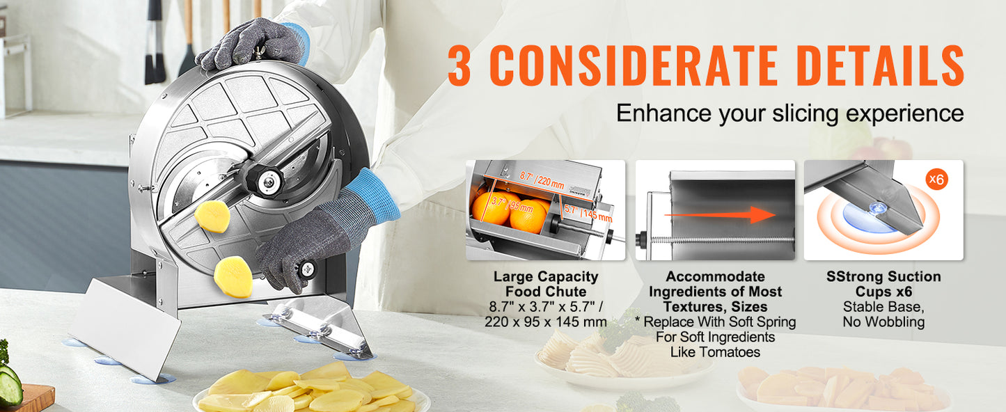SucceBuy Electric Vegetable Slicer 0-12mm Thickness Adjustable Commercial Slicer Machine Stainless Steel Food Cutter Machine